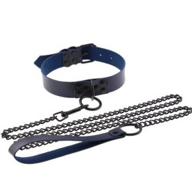 Personalized leather collar (Option: Dark Blue)