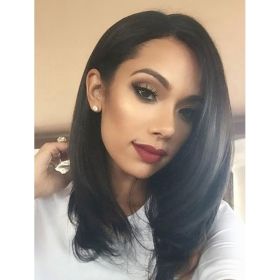 Self-pickup Shoulder-Length Layered Wigs With Bangs  14 Inch Peek-a-boo Color Black Mix Brown Mid-Length Wavy Wigs For Natural Black Women, Heat (Option: SUE61B)