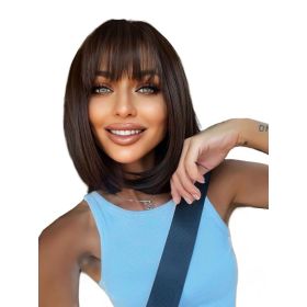 Self-pickup Medium-length Straight Hair Fully Machined Bangs Wig 14 Inches Natural Black Heat-resistant Fiber High Temperature Silk Wig Dyeable A (Option: SUE166H)
